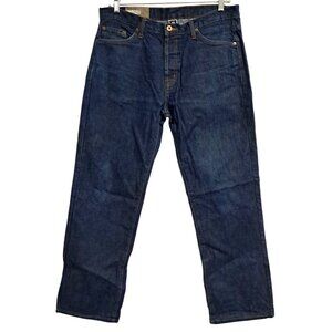 Churchill Jeans Mens Size 36 Dark Wash Button Fly Regular Straight Fit Active US